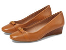 W30221 Cole Haan Women Malta Wedge Pecan Leather Natural Stack Size 8.5 - Like New