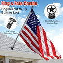 HANGMAICOME AMERICAN FLAG POLE KIT 5FT HEAVY DUTY STAINLESS STEEL FLAGPOLE BLACK - Like New