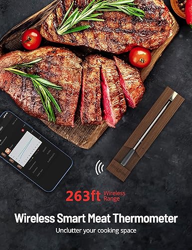 Meat Thermometer Wireless Paris Rhone 263ft Smart Meat Thermometer - BROWN Like New