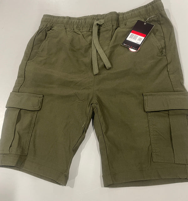 GALAXY MEN’S SUPER FLEX STRETCH CARGO SHORTS - SIZE: M - OLIVE - Brand New
