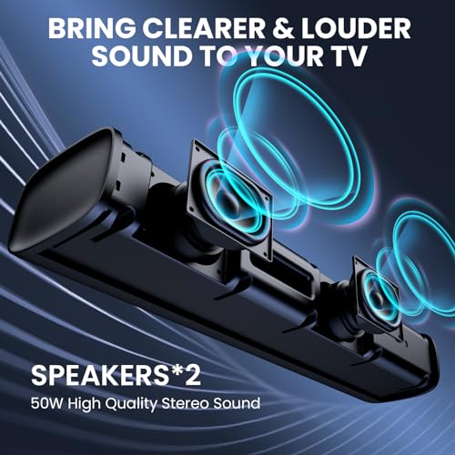 MZEIBO TV Sound Bar 50W 17Inch Small Soundbars ARC/Bluetooth 5.0 KY-MINI -BLACK - Like New
