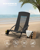 SONGMICS SET OF 2 PORTABLE BEACH CHAIRS ADULTS MAX LOAD 330 LB EACH BLACK- BLACK - Like New