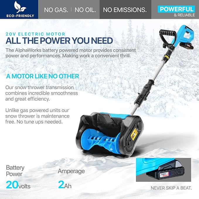 ALPHAWORKS Snow Thrower/Handheld Electric Shovel Cordless DC 20V GUT054 - Black - Like New