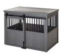 NEW AGE PET ECOFLEX HOMESTEAD SLIDING BARN DOOR FURNITURE STYLE DOG CRATE GRAY - Like New