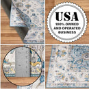 ReaLife Machine Washable Area Rug Runner - IKE - Ivory Blue 2'6" x 8' - Brand New