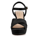 ALLEGRA K WOMEN'S PLATFORM CHUNKY HEELS SLINGBACK SANDALS SIZE: 7.5 - BLACK - Like New