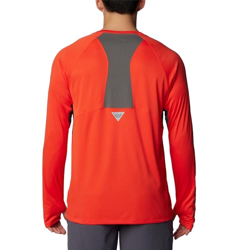 COLUMBIA MEN'S TERMINAL TACKLE VENT LONG SLEEVE BRIGHT-POPPY/CITY-GRAY-M - Brand New