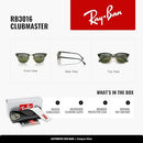 RAY-BAN RB3016 CLUBMASTER CLASSIC SQUARE SUNGLASSES 51 MILLIMETERS GREEN ON GOLD - Like New