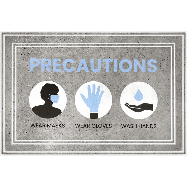 39845288102400036 APACHE MILLS FASHIONABLE DELUXE "PRECAUTIONS" MAT- GRAY - Brand New