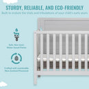 DREAM ON ME BELLPORT 4-IN-1 MINI BABY CRIB, PEBBLE GREY - 637-PG - Like New