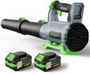 QIYORL LEAF BLOWER CORDLESS 2× 5.0AH BATTERIES CHARGER 21V - GRAY GREEN - Like New