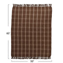 Creative Co-Op Recycled Cotton Blend Throw Blanket with Fringe, Brown Plaid - Like New