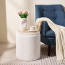 Round Boucle Upholstered Ottoman with Storage Set of 2 Vanity Stool Foot Rest - Like New