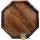 MAGIGO 20" Large Octagonal Black Walnut Wood Ottoman Tray with Handles - Brand New