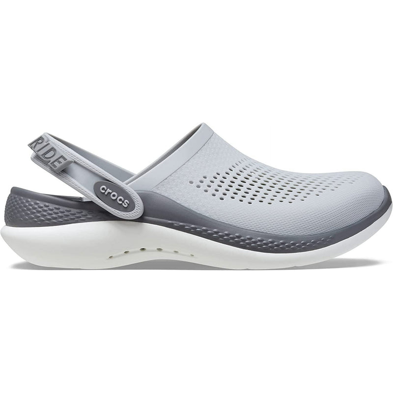 CROCS UNISEX LITERIDE WATER CLOG SANDAL - MEN 7 WOMEN 9 - LIGHT GREY/SLATE GREY - Brand New