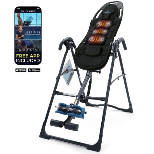 TEETER EP-560 INVERSION TABLE W/ACCESSORIES, HEAT & VIBRATION CUSHION – BLACK - Like New