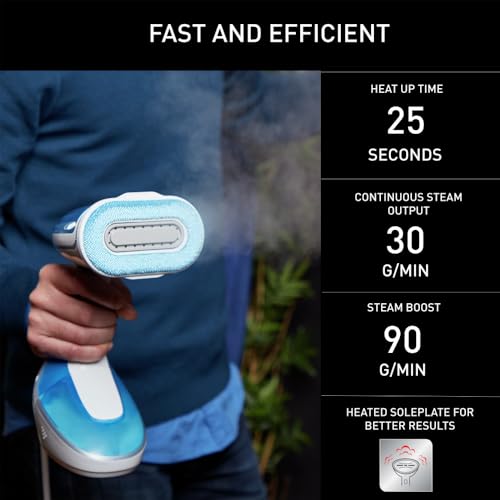 Rowenta Pure Tex 4-in-1 Handheld Steamer, 1700W, DR9530U1 - LIGHT BLUE - Like New