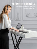 UISCOM ELECTRIC PIANO KEYBOARD, 88 KEY SEMI-WEIGHTED KEYBOARD - WHITE - Like New