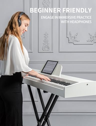 UISCOM ELECTRIC PIANO KEYBOARD, 88 KEY SEMI-WEIGHTED KEYBOARD - WHITE - Like New
