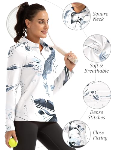 FKEEP WOMEN LONG SLEEVE POLO SHIRT GOLF SPORT TOP ATHLETIC, SIZE: WOMEN L, BLUE - Like New