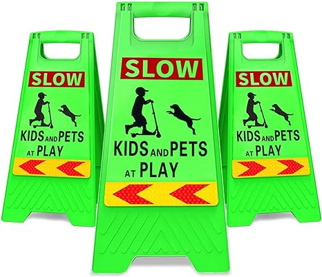 KURPHOYIN Kids at Play Sign 3 Packs Caution Slow Down Kids - - Scratch & Dent