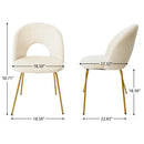 CANGLONG VELVET SEAT CHAIR WITH METAL LEGS FOR KITCHEN DINING ROOM - BEIGE - Like New
