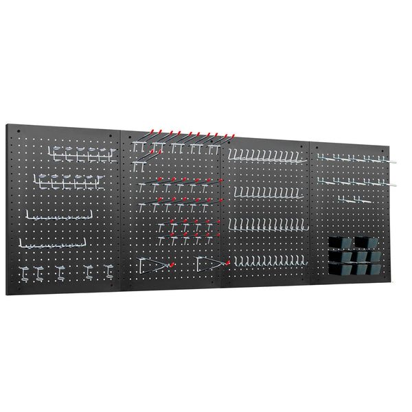 LUGO 24"X16" METAL PEGBOARD WALL ORGANIZER, 128 PC, PG-2416-SET-BLK - BLACK - Like New