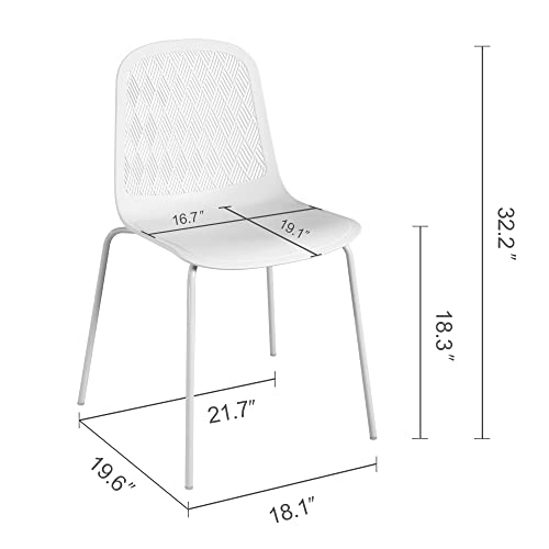 KM LEGEND MODERN CHAIRS WITH METAL FOR LIVING, ROOM, KITCHEN, SET OF 4 - WHITE - Like New