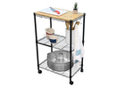HOME BASICS 3 TIER KITCHEN TROLLEY WITH STEEL HOOKS - BLACK/NATURAL - Like New