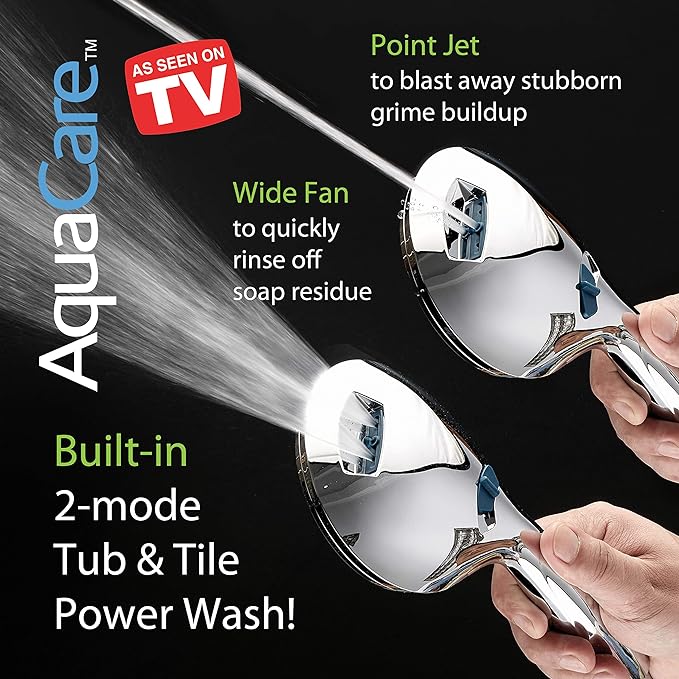 AquaCare 5537 High Pressure 50-mode Rain 3-way Shower Head Combo - Chrome Finish Like New