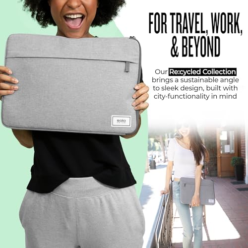 Solo New York LapTop Bag Sleeve for Men & Women - Travel Case, UBN105-10 - Gray - Brand New