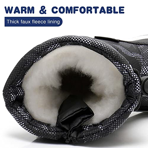 APAKOWA KIDS BOYS GIRLS WINTER SNOW BOOTS SIZE 26 - SIZE YOUTH 8.5 - GRAY/BLACK - Brand New