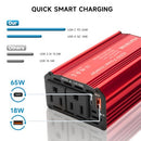 FS400W 400W POWER INVERTER, FSATBTNE DC 12V TO 110V AC CAR, 2 AC OUTLETS - RED - Like New
