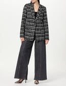 SNK500A THE DROP WOMEN'S BLAKE LONG BLAZER BLACK/WHITE/Black Boucle XS - Brand New