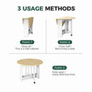 KASSHOM ROUND DROP-LEAF FOLDING DINING TABLE, HKLD03A1A01 - OAK - Like New