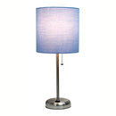 SIMPLE DESIGNS LT2024-BLU Brushed Steel Stick Table Lamp, Blue Shade - Like New