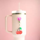 CHARCHARMS CHERRY WATER BOTTLE CHARM WITH STICK-ON HOOK BUNDLE - RED - Brand New