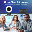 2K Webcam for PC with Microphone & Light & Privacy Cover - Black/White - Like New