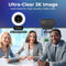 2K Webcam for PC with Microphone & Light & Privacy Cover - Black/White - Like New
