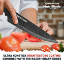 Granitestone Nutriblade 6 Piece Kitchen Knife Set Stainless Steel Blades -BLACK Brand New