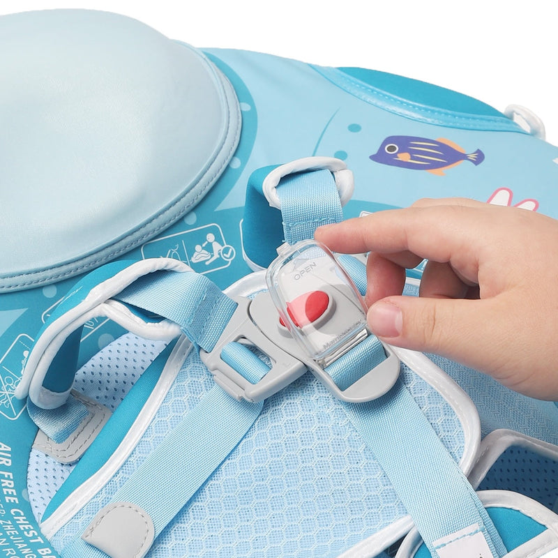 MAMBOBABYFLOAT MAMBOBABY BABY POOL FLOAT WITH 3D CANOPY- BLUE/YELLOW - Like New