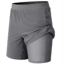 JUMP START MEN'S 2 IN 1 STRETCH ACTIVE QUICK DRY GYM RUNNING SHORTS LARGE - GRAY - Brand New