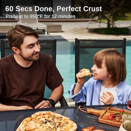 EAST OAK PT12BK1-VL 12" OUTDOOR PIZZA OVEN 360° ROTATING STONE - BLACK - Like New