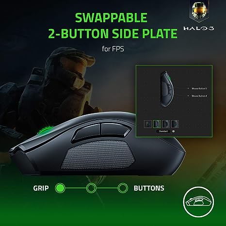 Razer Naga Pro Wireless Gaming Mouse Interchangeable RZ01-0342 - Black - Like New