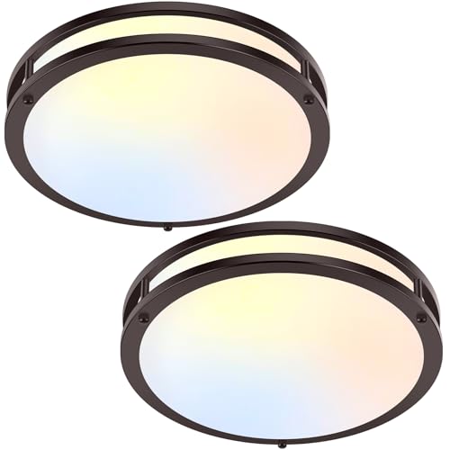TOBUSA 2-Pack 36w LED Ceiling Lights 12inch Flush Mount Light Fixture - Bronze - Like New