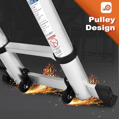 SOCTONE TELESCOPING LADDER, 20.3FT ALUMINUM LIGHTWEIGHT EXTENSION - SILVER - Like New