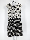 OSCAR DE LA RENTA PRE FALL RUNWAY RAW SILK WEAVE KNIT DRESS SIZE 4 - BLACK/WHITE - Brand New
