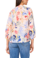 VINCE CAMUTO WOMEN'S FLORAL PRINTED SPLIT NECK BLOUSE - SIZE: M - ULTRA WHITE - Like New