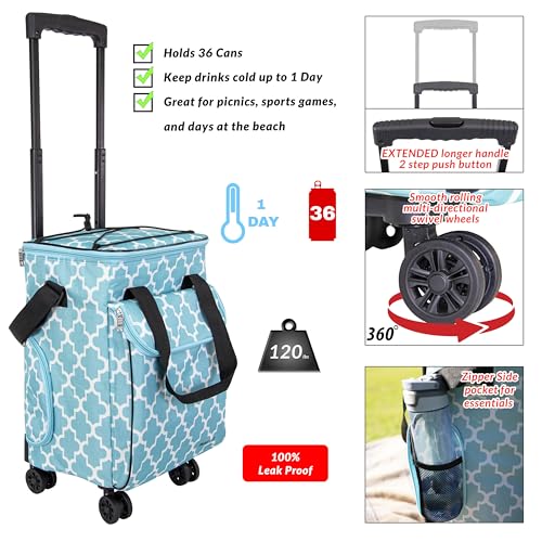 DBEST PRODUCTS ULTRA COMPACT COOLER SMART CART 360 INSULATED MOROCCAN TILE - Like New