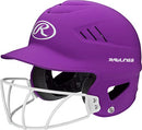 RAWLINGS COOLFLO BATTING HELMET WITH FACEMASK, SIZE 6.5" - 7.5" - MATTE PURPLE - Like New